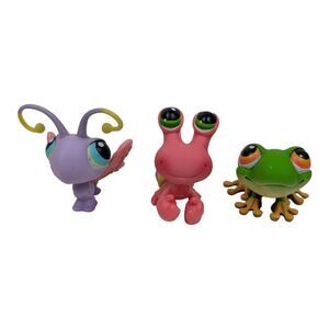 Hasbro LPS Littlest Pet Shop Lot 3 Butterfly Crab Frog 2004 / 2005